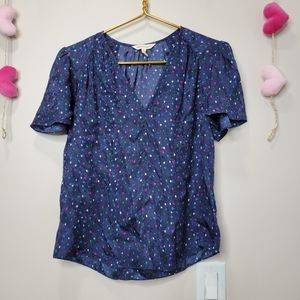 Rebecca Taylor Specklef Dot Silk Jacquard Blouse Top Sz 4